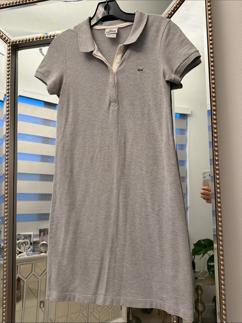 Lacoste Grey Polo Mini Dress with Green Crocodile